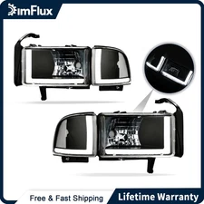 DimFlux LED DRL Headlights Assembly for 94-01 Dodge Ram 1500 2500 3500 No Sport