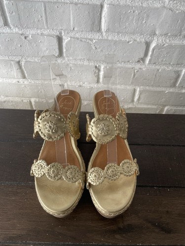 Jack Rogers Leigh Cork Platform Wedge Leather Gold Sandals Womens Size 7.5 - Picture 13 of 16
