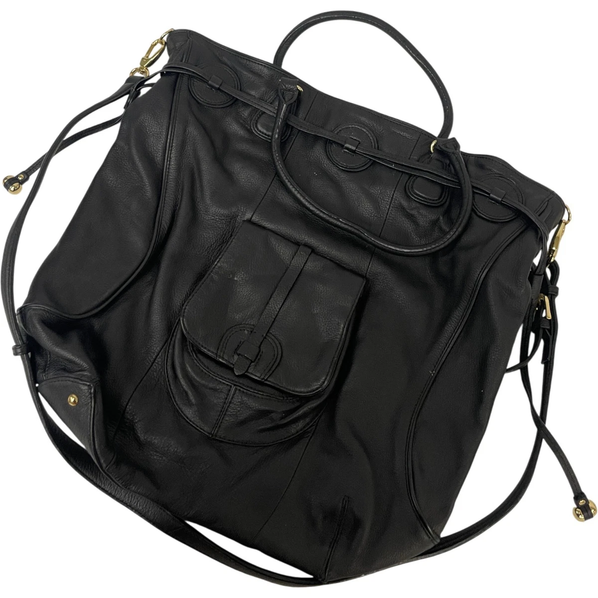 Isaac Mizrahi Black Leather Drawstring Backpack-NWOT isaac mizrahi backpack black New | Mercari main image 3