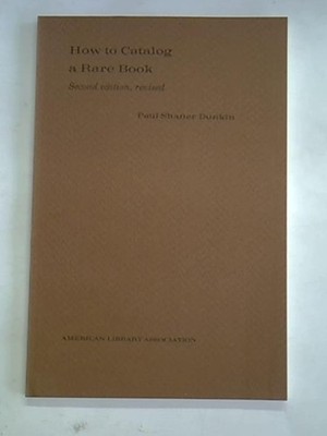 How to Catalog a Rare Book