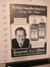 radio trade mag ad 1939 SEAGRAM'S Crown whiskey bottle MacPhail Brooklyn Dodgers