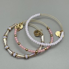 Alex And Ani Bracelet Set Of 3 Pink Crystal B...