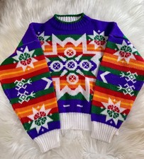 Vintage Acrylic Kids Sweater Size Small 6/7 Winter Colorful Geometric Pattern