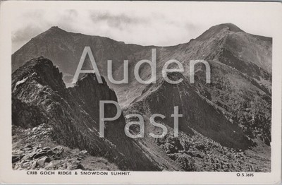 Krippe Goch Ridge und Snowdon Summit Wales RPPC Postkarte