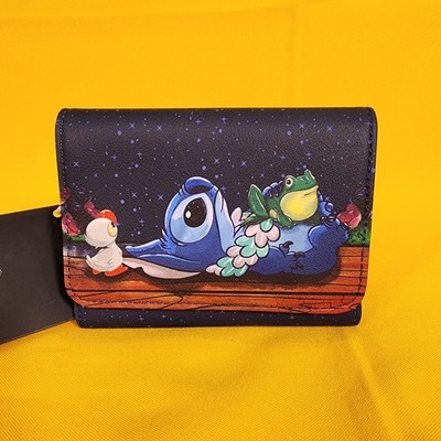 Loungefly Disney Lilo and Stitch Ducky Frog Stargazing Star Sky Flap Wallet NEW