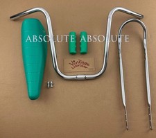 ORIGINAL LOWRIDER Chrome 16" Bike U Handlebar + Sissy Bar Green Banana Seat Grip