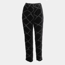 Emporio Armani Black Patterned Velvet Straight Leg Pants M