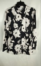 Chemise boutonnée femme Chico's noire à fleurs coton élasthanne neuve avec étiquette taille 3