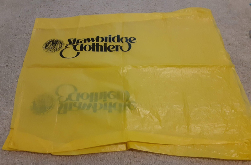 VTG Strawbridge & Clothier Bag - Yellow with Black writing- Approx.  19" x 25"