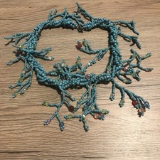 Chunky Multi Color Multi Strand Seed Bead Set Fringe Boho Turquoise Blue