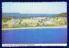 UNPOSTED POSTCARD, AERIAL VIEW, FORT WORDEN, PORT TOWNSEND, WASHINGTON