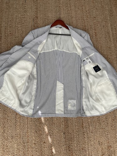 Blazer Brooks Brothers Madison Seersucker a rayas 48L con 43 - Imagen 7 de 15
