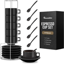 Espresso Cup Set, Espresso Cups Stackable, Expresso, Demitasse, with Saucers, St