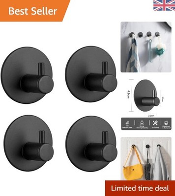 Vielseitige 4er Pack schwarze Edelstahlhaken - stilvolle Aufbewahrungslösung
