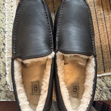 UGG MENS ASCOT 5379 M SHEEPSKIN FUR LINING BROWN LEATHER SHOES SIZE 16 NEW