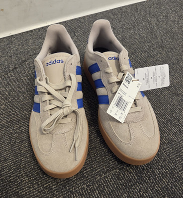 adidas Barreda Men s Low Top Lace-Up Suede Sneaker Beige/Blue Gum JR1327
