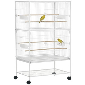 PawHut Grand Cage d'oiseau Budgie Cage pour canaris Finch Parrot avec Stand White