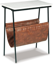 Etanbury Modern Marble Accent Table in White and Black Chic Design