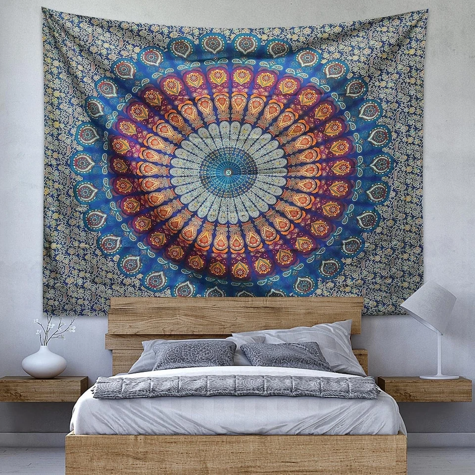 Tapiz de pared hippie mandala bohemio luna y sol Foto 4 de 4