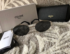 CELINE CL40235U 16A Women Triomphe Oval Sunglasses Silver/Grey In Metal