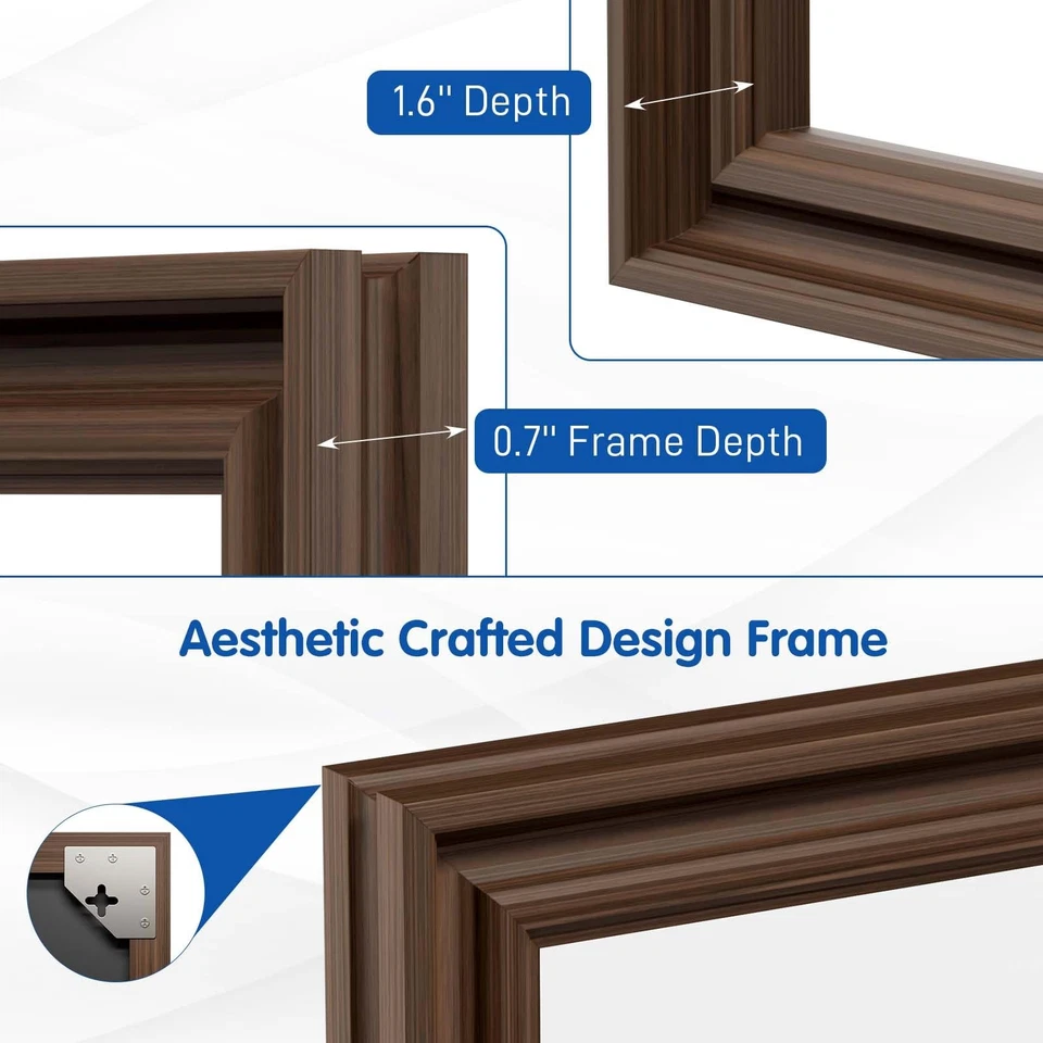 Espejo de baño de cobre, espejo con marco de bronce frotado con aceite de 24x36 pulgadas, rectángulo... Foto 3 de 4