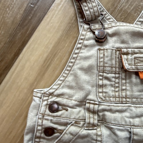 Vintage Y2K Gymboree Baby Boys Clothes SZ 3-6M Khaki Denim Jean Overalls - Picture 5 of 9