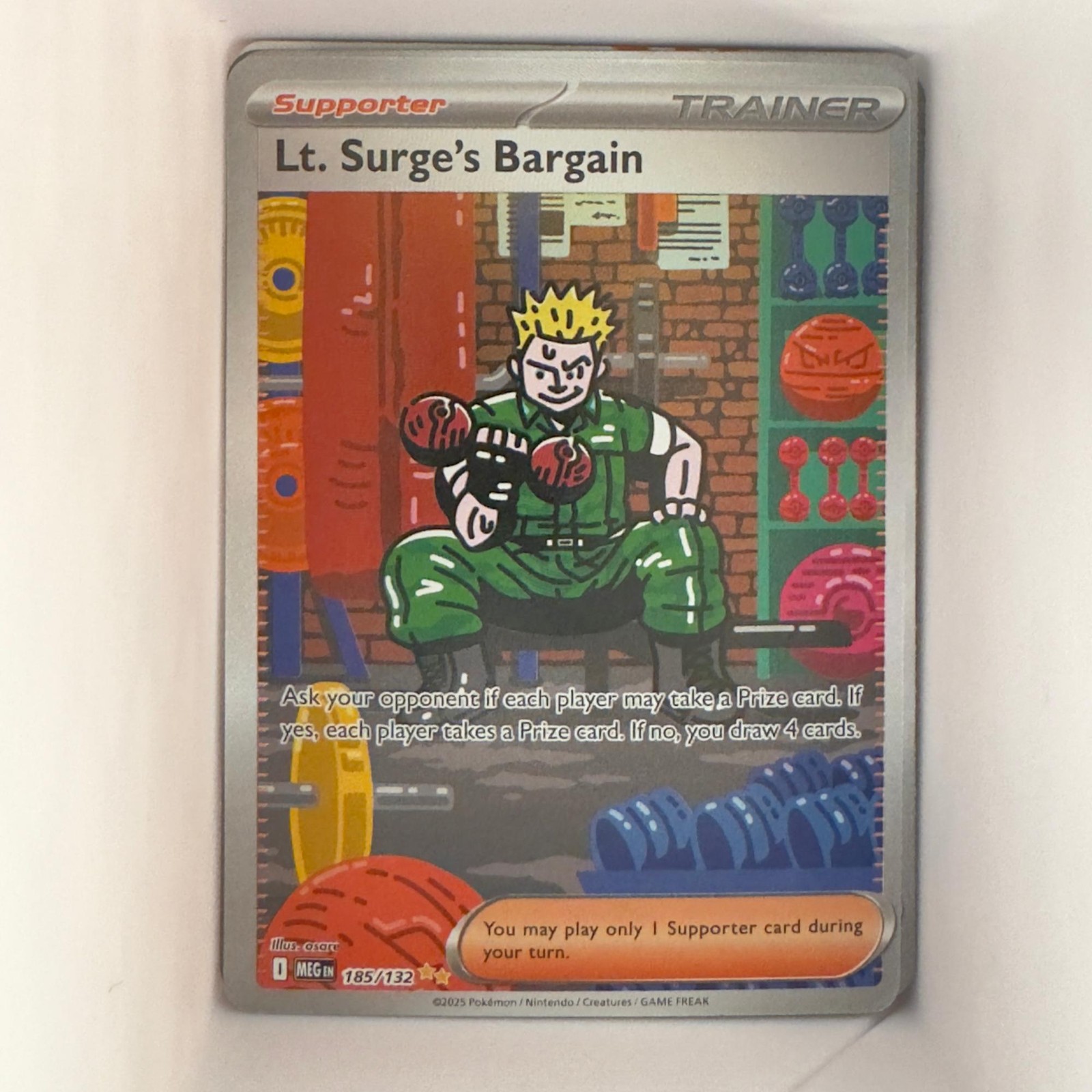2025 Pokemon Mega Evolution ME01 Lt. Surge's Bargain #185/132 SIR Alt Art NM