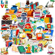 100 Pcs Book Stickers Bulk, Reading Sticker for Water Bottles, Library Stickers,