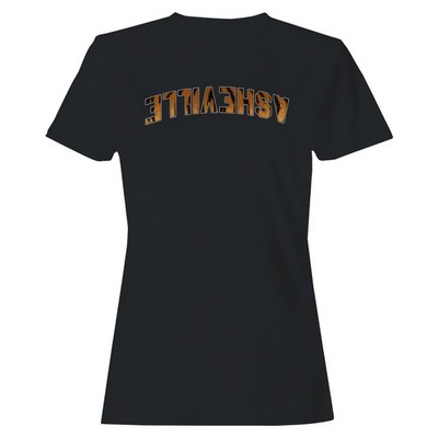 Asheville Tiger Print Arched Text Women's T-shirt