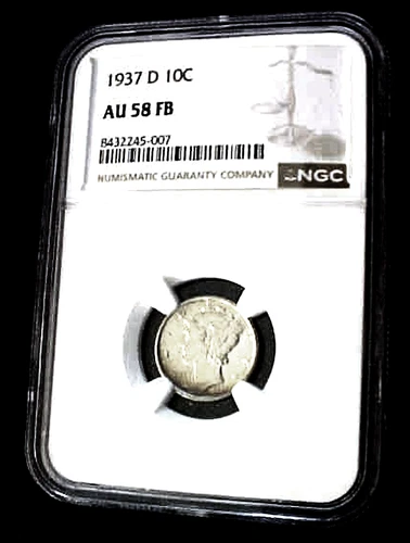 1937-D MERCURY DIME....NGC AU58 FB...MIN. BID .01 & NO RESERVE!