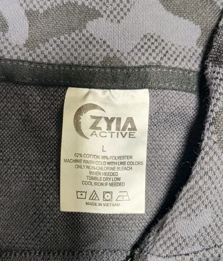 Zyia Active Hoodie Womens Large Black Gray Camo Zip Up Casual Workout Gym - Image 4 of 4