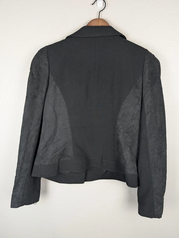 Worthington Moto Jacket Womens XL Black Asymmetrical Zip Faux Suede Blazer - Image 2 of 4