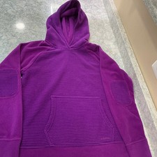 Patagonia MicroDHoodie Girls XL 14 Purple Ribbed Fleece Pullover Kangaroo Pocket