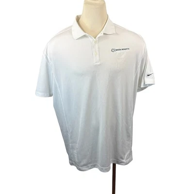 Nike Golf Mens 3XL White Fit Dry Short Sleeve Polo Shirt Skoda Minotti Logo - Image 1 of 4