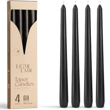 4 Pack Black Taper Candles 10 Inch Candlesticks Unscented Halloween Gothic