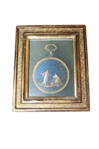 Renaissance Artwork Gold Framed Italian Painting On Silk G B Florence Italy 4x5