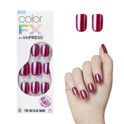 imPRESS No Glue Press On Nails Dark Red 30 Count High Gloss Easy Application