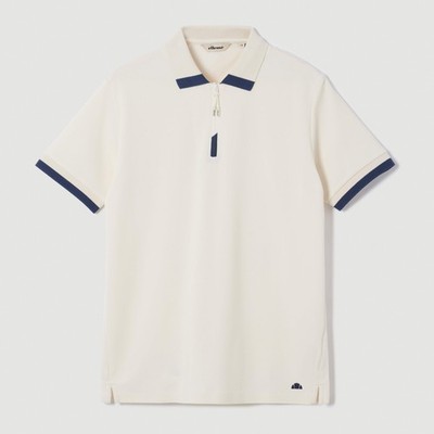Ellesse Mens Polo Shirt Kelvias Zip Polo Shirt Off White