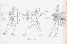 Imperial Roman Soldiers-Swords & Decorated Shields 1809 Copper Plate Engraving