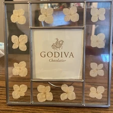 Godiva Chocolatier Pressed Flower Picture Frame NEW Holds 3 X 3 Photo Boho