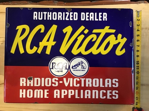 RCA Victor radios victrolas home appliances RCA porcelain sign - Picture 3 of 6