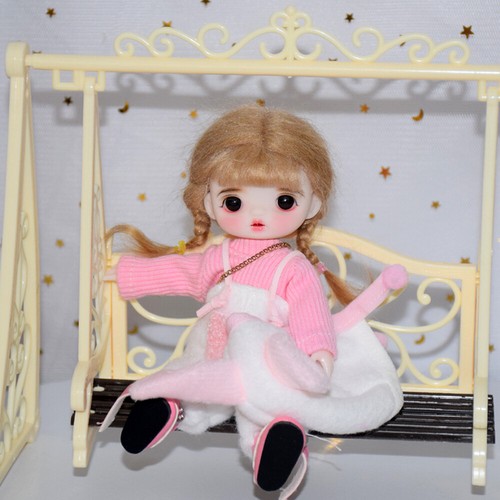 16cm Mini Girl Doll Toy Cute Girl Doll Clothes Shoes Wigs Black Eyes BJD Doll - Picture 13 of 14