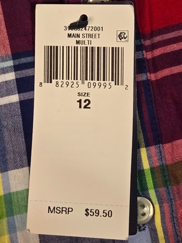 Polo Ralph Lauren Shirt Girls Blue Plaid Size 12 Short Sleeved Button Up NWT - Picture 4 of 12