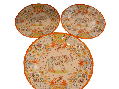 Set of 3 Rustico Melamine 8.75''  & 11'' Elephant Plates   MINT