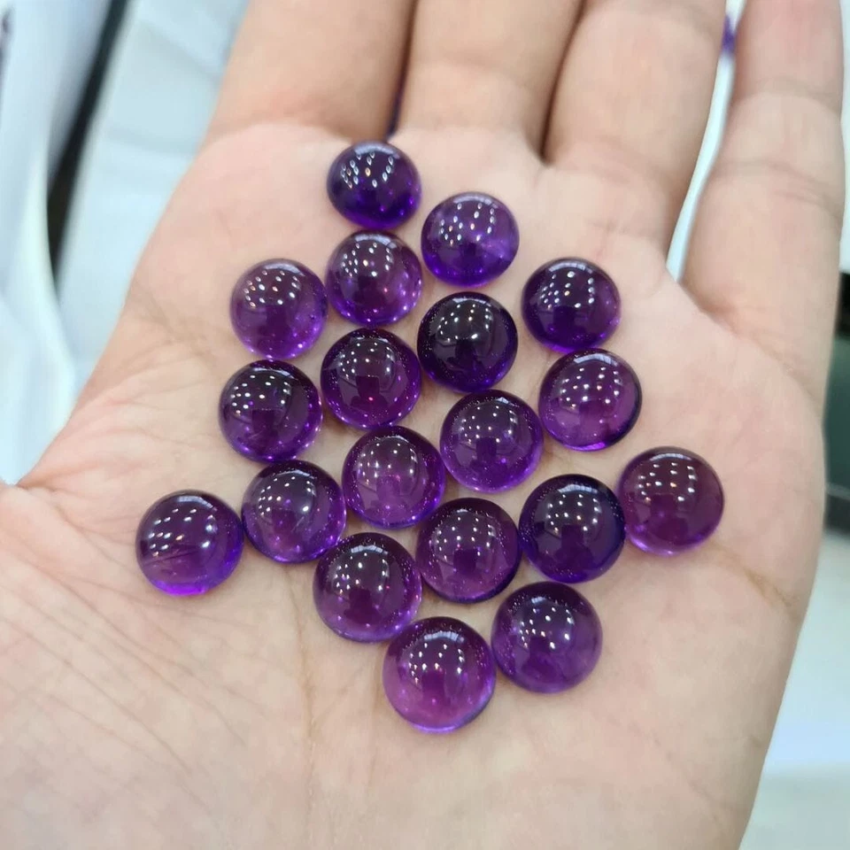 Lotes de piedras preciosas sueltas redondas cabujón 8x8 mm amatista púrpura natural AAA+ 100 quilates Foto 4 de 4