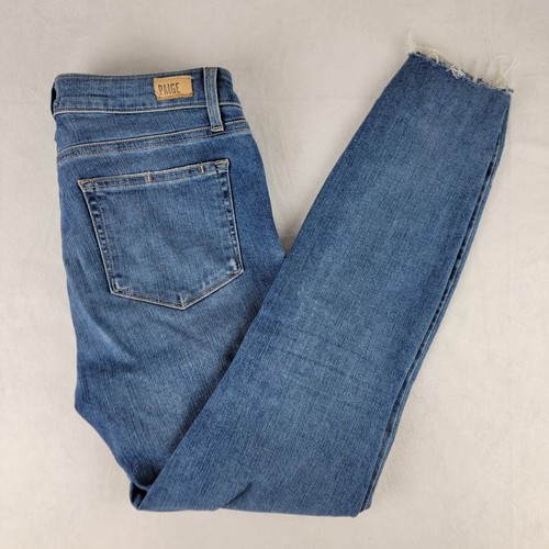 PAIGE Women's Verdugo Ankle Jeans - Bella Destructed Raw Hem Skinny Jeans (Size 25)