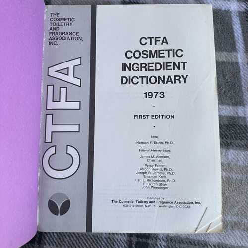 1973 book CTFA Cosmetic Ingredient Dictionary Toiletry Fragrance Association HC - Picture 3 of 3