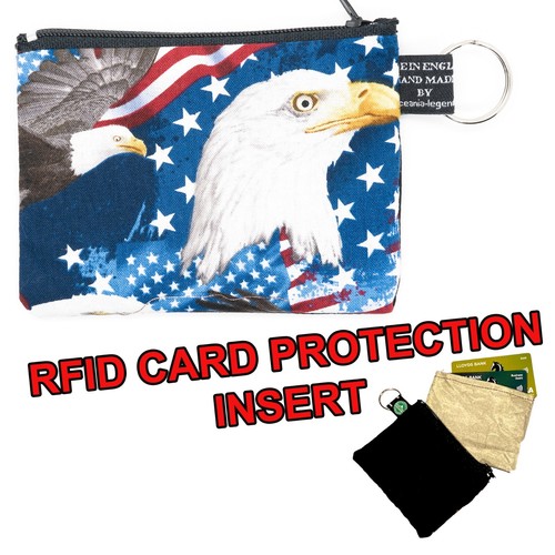 USA Flag American Bald Eagle Coin & Card Purse OPTIONAL RFID Protection Gift - Picture 4 of 4