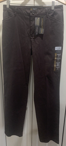 NWT Women's Lee Relaxed Fit Straight Leg Mid Rise Brown Pants Size 10 Long