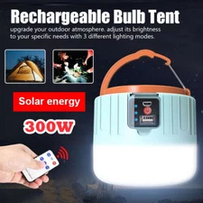 Solar Camping LED Lamp USB Rechargeable Tent Light Outdoor Hiking Remote Lantern